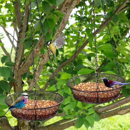 Bird Feeder, Hanging Bird Feeders for Outdoors Metal Mesh Birdfeeder Tray