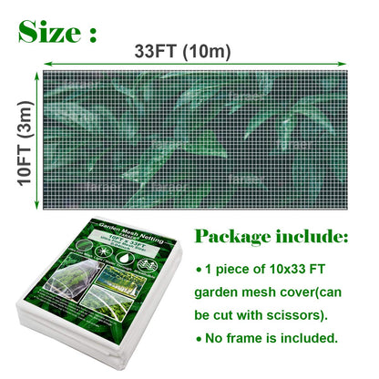 Garden Netting, Plant Covers 10x33Ft Net Ultra Fine Mesh Protection Netting for Vegetable Plants