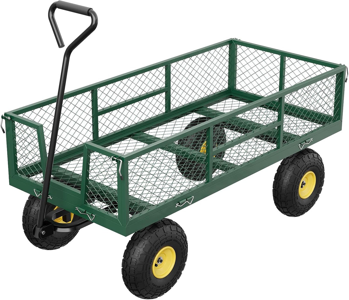 GarveeLife 900 LBS Garden Cart with Removable Mesh Sides, Heavy Duty Steel Garden Wagon with