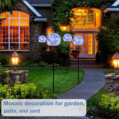 Solar Lights Outdoor Decorative Solar Mosaic Garden Stakes Cracked Glass Decorative Waterproof
