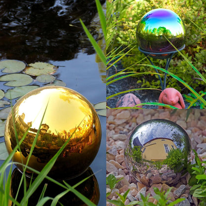 uxcell Gold Gazing Ball 6 Inch 150mm Reflective Sphere Polished Hollow Ball, Stainless Steel Gazing