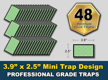 MaxGuard Mini Glue Traps (48 Traps) Non-Toxic Extra Sticky Glue Board Pre-Baited with Fruity Scent