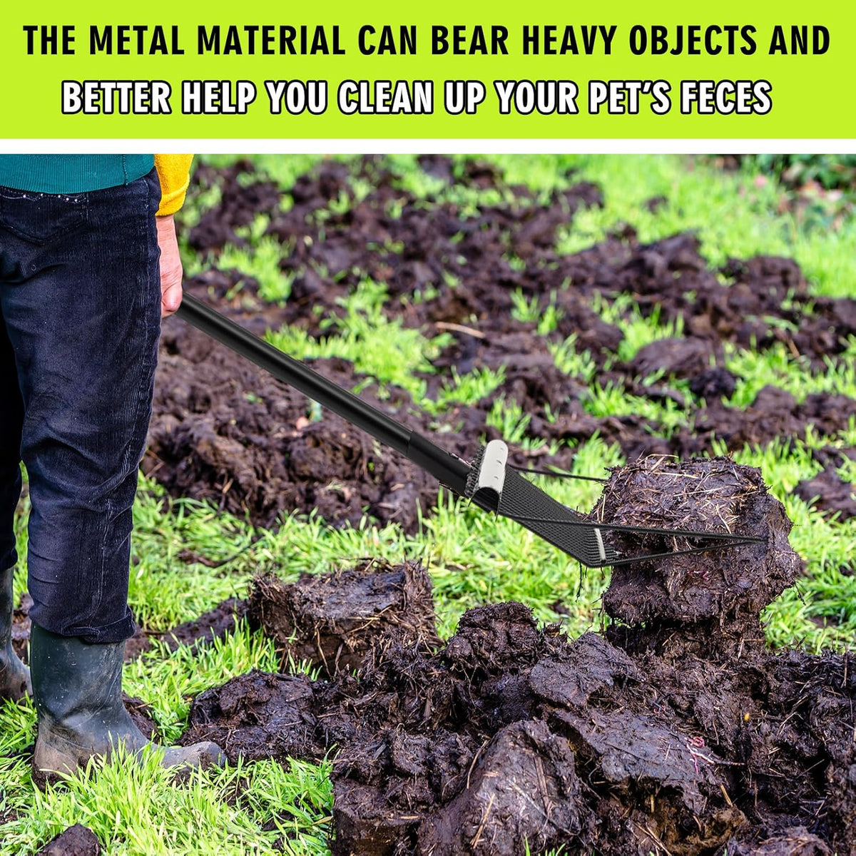 Lasnten 3 Sets Metal Manure Fork with Long Metal Handle Pitch Fork Manure Rake Black Heavy Duty