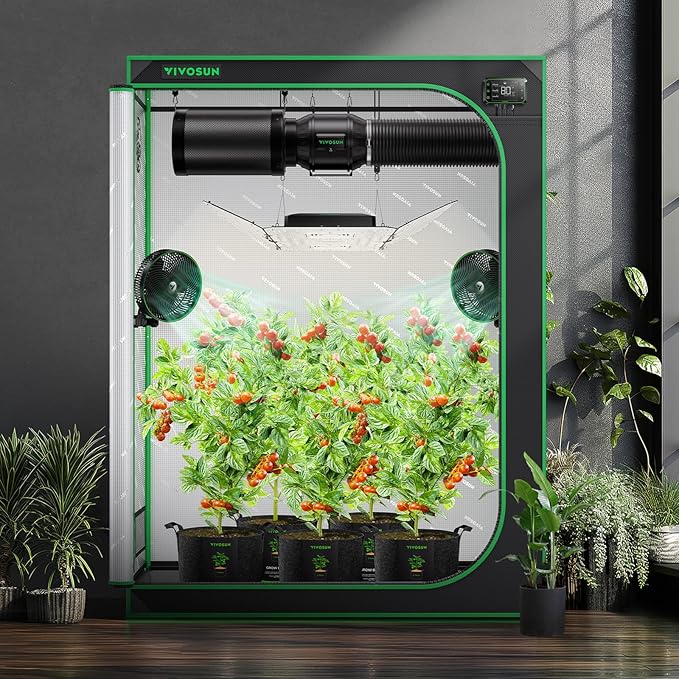 VIVOSUN S538 5x2 Grow Tent, 60"x32"x80" High Reflective Mylar with Observation Window and Floor