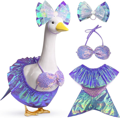 Mermaid Goose Outfit, 23-inch Halloween Porch Goose Outfit. Cute Goose Clothes for Cement Goose
