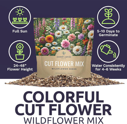 Cut Flower Garden Seeds - Extra Large 1 Ounce Packet - Over 7,500 Fresh Open Pollinated Non-GMO