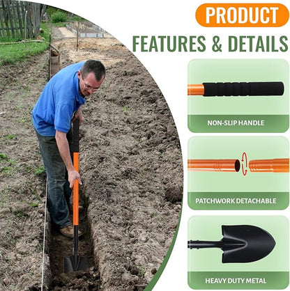 Small Shovels for Digging, Garden Spade Shovel Beach Shovels with 43.3in Handle,Heavy Duty Portable