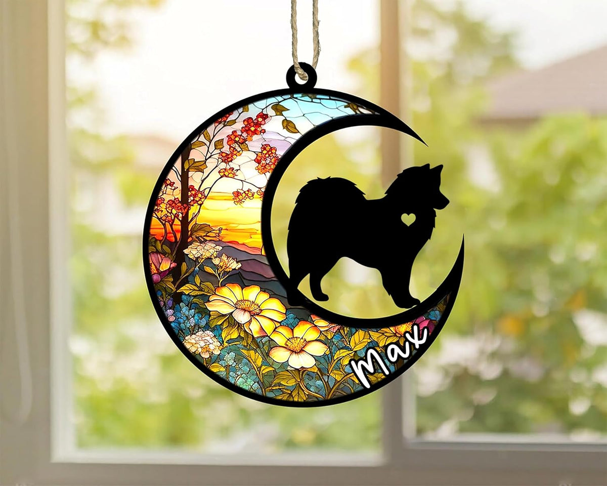 Personalized Dog Memorial, Custom Name American Eskimo Dog Christmas Ornament with Name, Custom