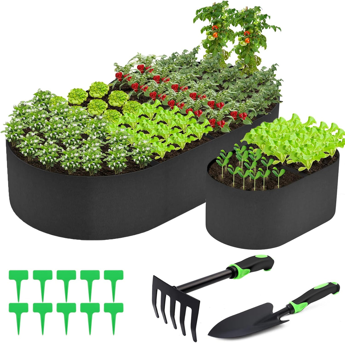 2 Pack Fabric Raised Garden Bed 6FTx3FTx1FT Plant Grow Bags Large Oval Garden Grow Bags Breathable
