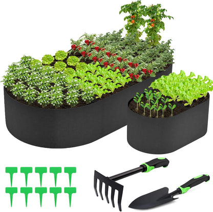 2 Pack Fabric Raised Garden Bed 6FTx3FTx1FT Plant Grow Bags Large Oval Garden Grow Bags Breathable