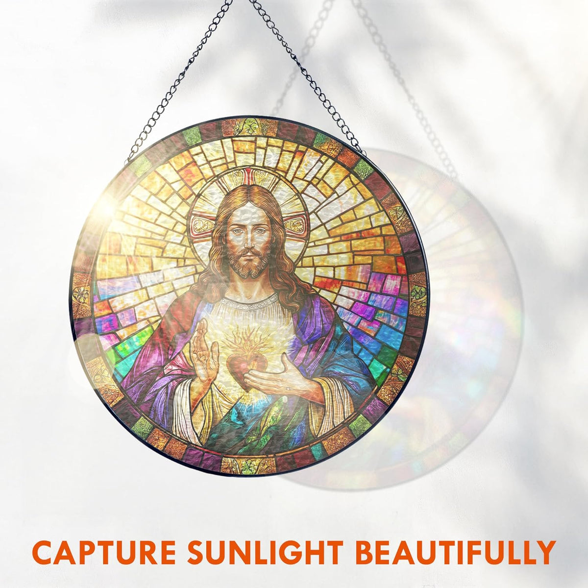 FLAGWIX Christmas Christian Gifts for Women Faith - Stained Glass Window Hanging 10 in - Birthday