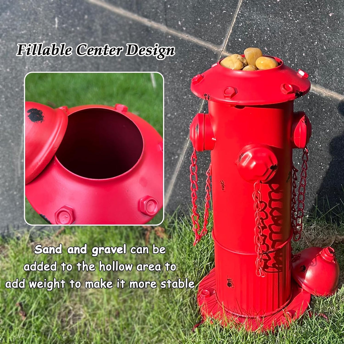 Fire Hydrant for Dogs to Pee on, Metal Puppy Pee Post for Dogs, Red Fake Fire Hydrant with Stakes