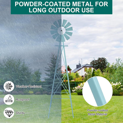 8FT Windmill for Yard Garden Decoration with Weather Vanes，Heavy Duty Outdoor Wind Mills, Large