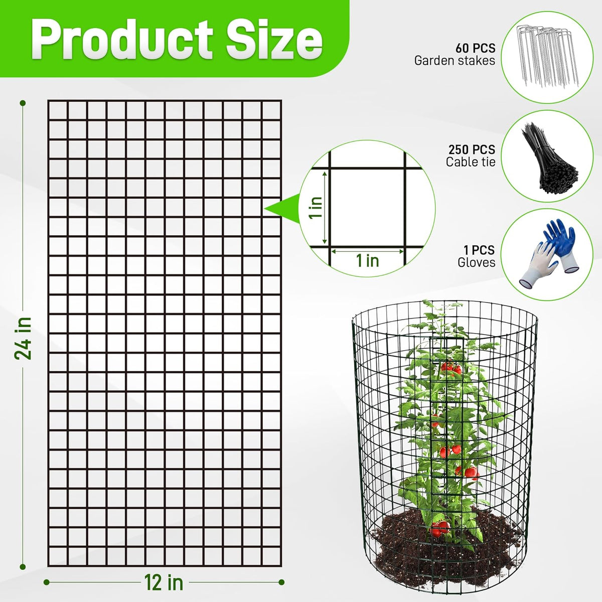16 Pack Plant Protectors from Animals, 24"x 12" Wire Plant Protector, Wire Cages for Plants with