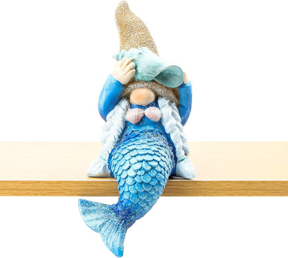Leekung Mermaid gnome Statue Garden Decor,Beach Gnomes Figurine for Outdoor Indoor Patio Lawn Yard