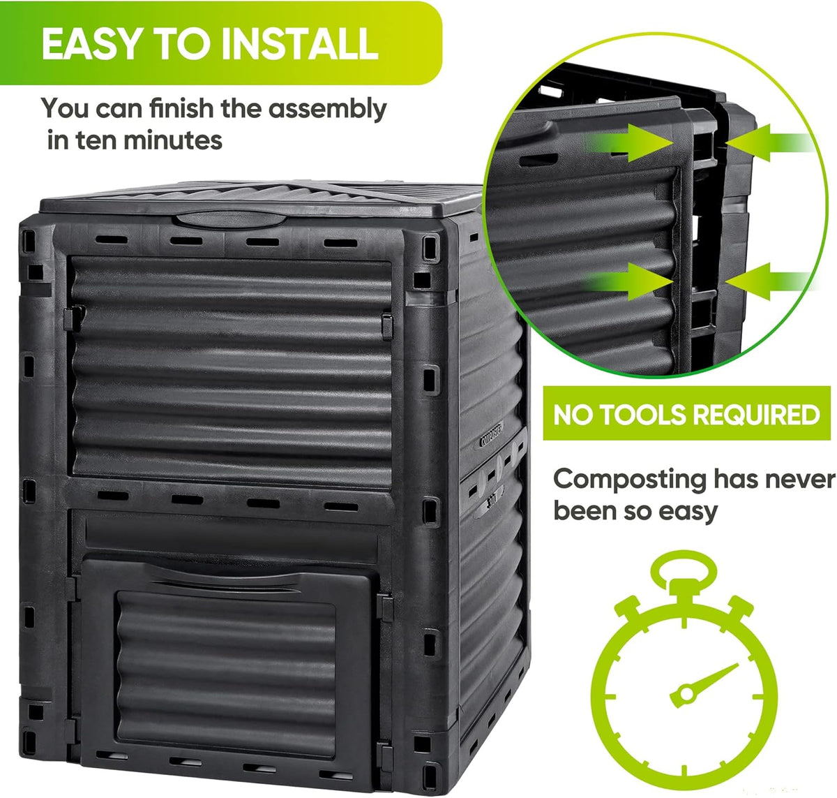 Large Garden Compost Bin, 80 Gallon (300L) Outdoor Composter Tumbler from BPA-Free Material for