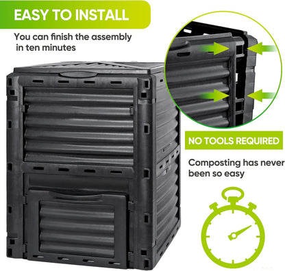 Large Garden Compost Bin, 80 Gallon (300L) Outdoor Composter Tumbler from BPA-Free Material for