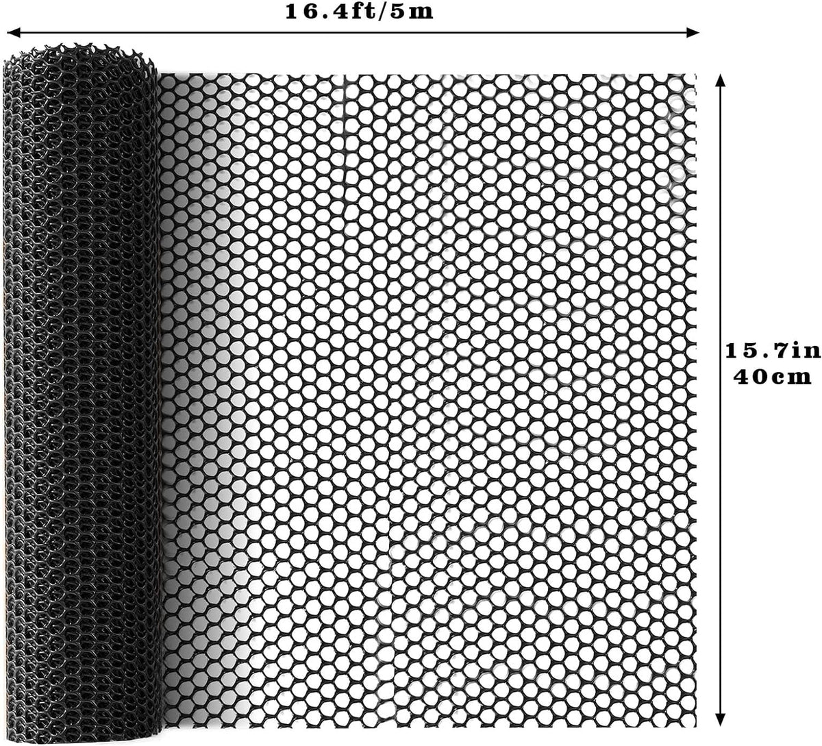 16.4 FT x 15.7 in Roll Mesh Fence, Versatile Black Plastic Fencing & Netting, Cuttable Animal Wire