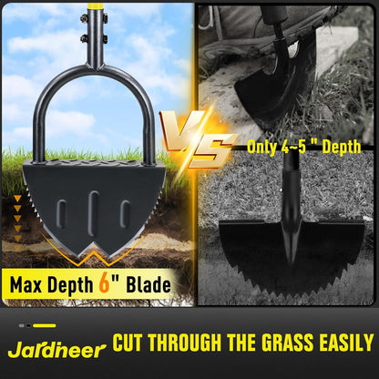 Jardineer Edger Lawn Tool Long Handle, Upgraded Manual Grass Edger with Double V-Shaped Serrated
