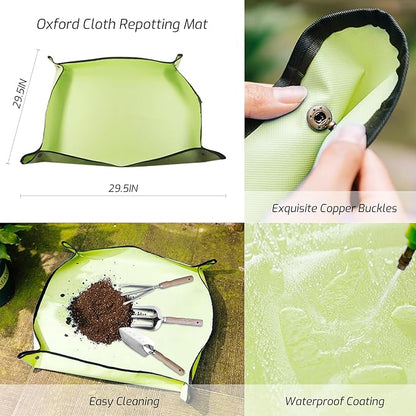 13-Piece Garden Tools Set with Tote Bag & Apron, Repotting Mat - Stainless Steel Heavy Duty