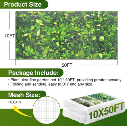 10 X 50FT Garden Mesh Netting Barrier,Fruit Tree Plant Netting for Vegetable Blueberry Bushes Plant