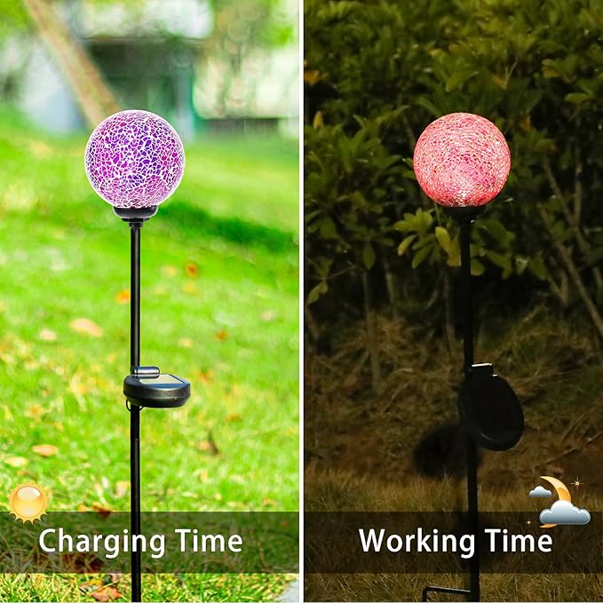VCUTEKA Solar Garden Lights - Mosaic Solar Lights Outdoor Decor Pathway Light Waterpoof LED Stake