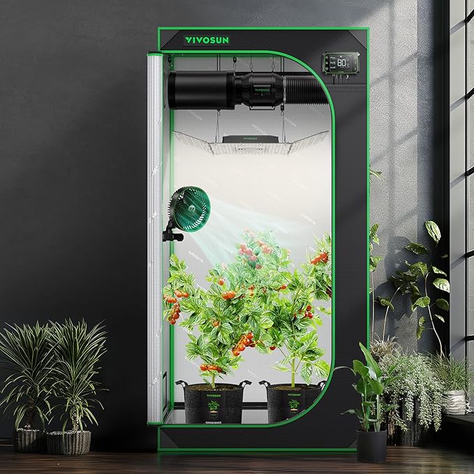 VIVOSUN S336 3x3 Grow Tent, 36"x36"x72" High Reflective Mylar with Observation Window and Floor
