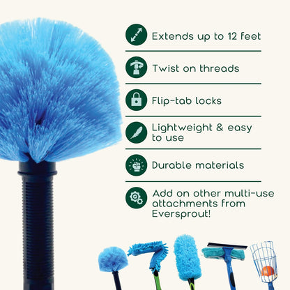EVERSPROUT 5-to-12 Foot Cobweb Duster and Extension-Pole Combo (20 Foot Reach, Soft Bristles) |