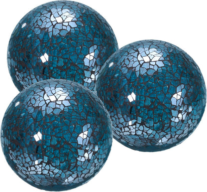 uxcell 4" Decorative Balls, 3 Pcs Mosaic Glass Balls, Decorative Table Sphere Orbs, Centerpiece