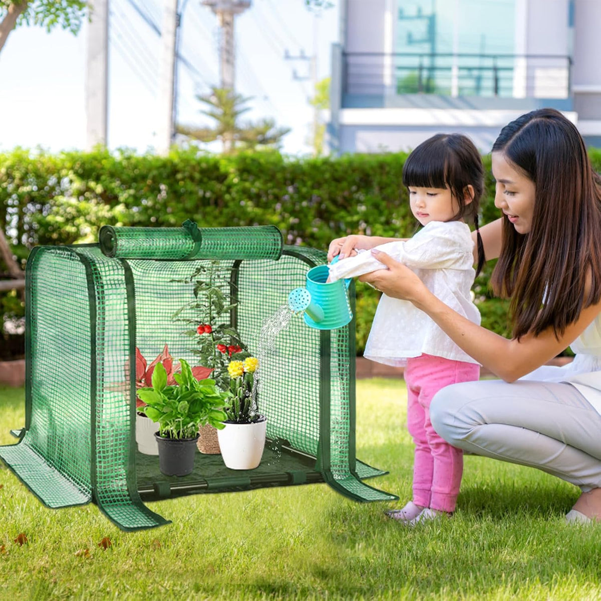 U'Artlines Portable Mini Greenhouse Small Green House with Waterproof Pad 23x13x17 Inch Plant Cover