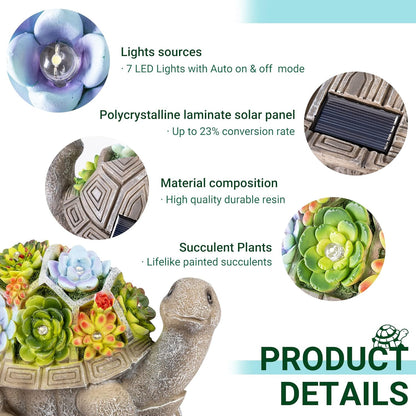 GIGALUMI Solar Garden Statues Turtle Figurine Lights for Outside, Yard Decorations Outdoor, Garden