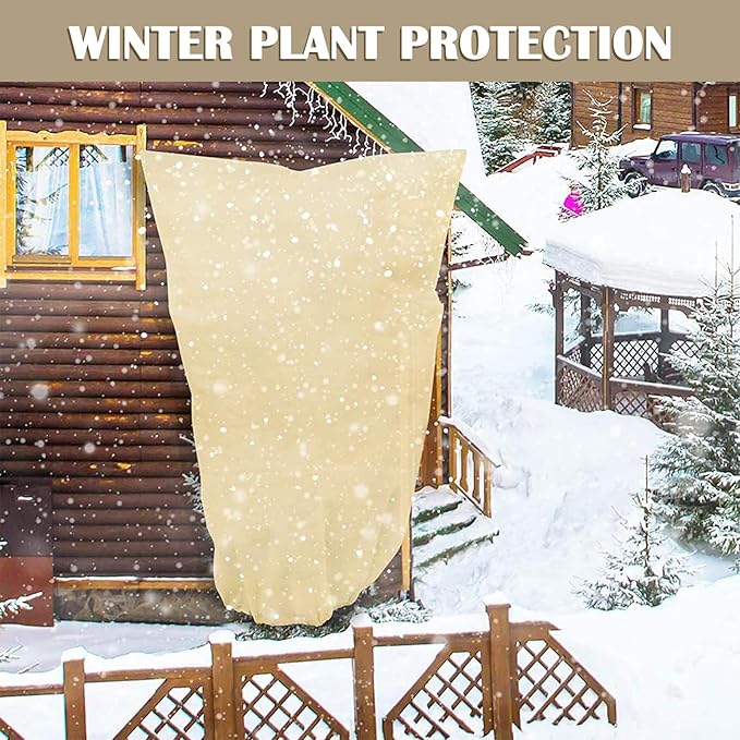 LangRay Plant Covers Freeze Protection, Winter Frost Cloths 2.8oz/yd² with Zipper and Drawstring
