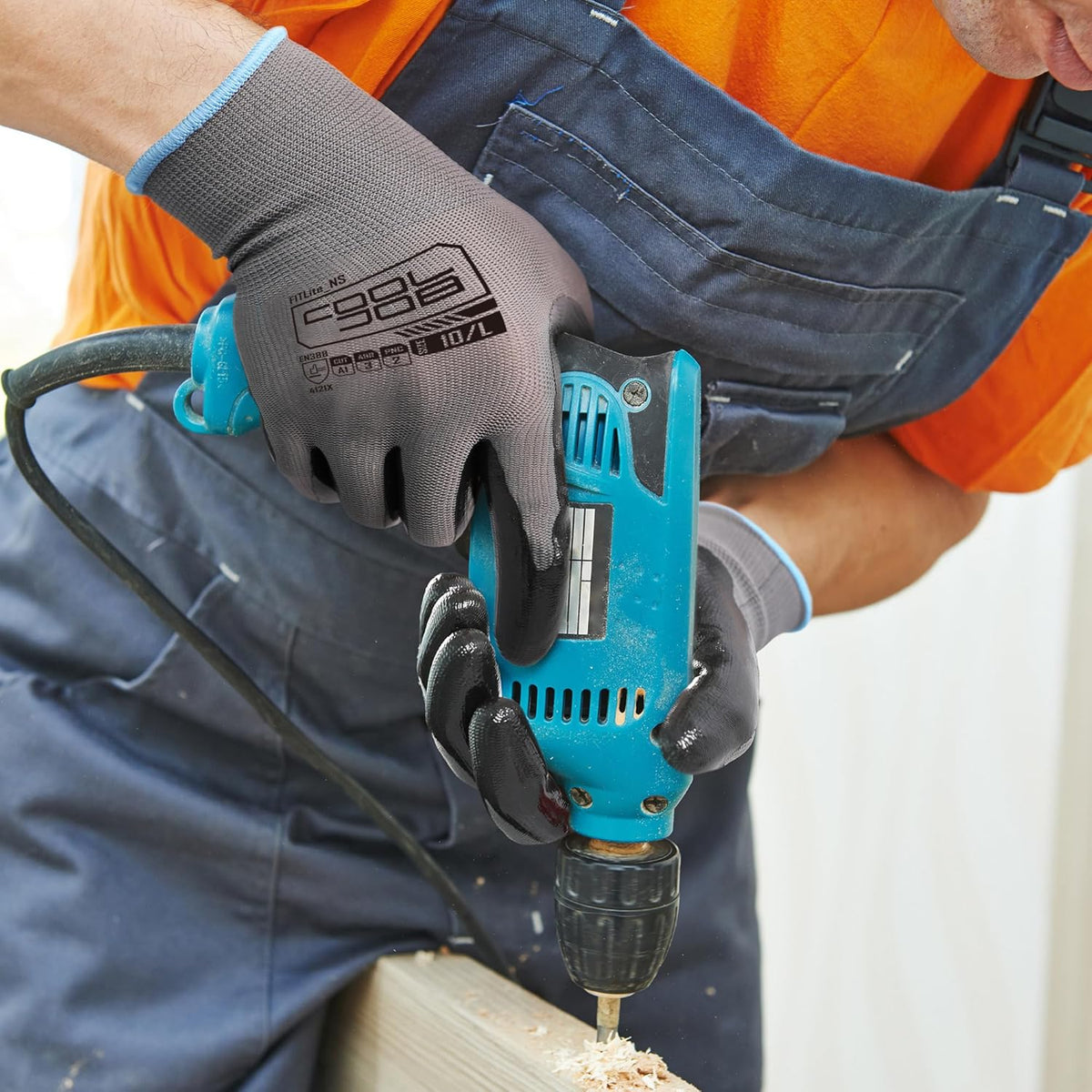 COOLJOB 20 Pairs Nitrile Dipped Safety Work Gloves with Grip, Non-slip Rubber Coated Bulk Garden