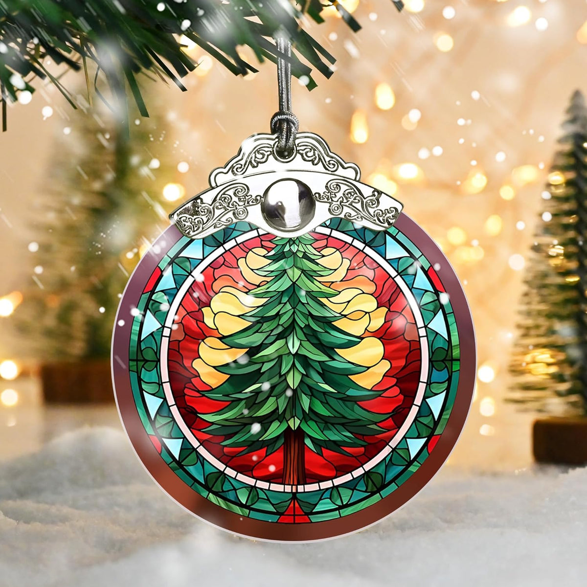 Stained Glass Christmas Ornaments, Jocidea Ornaments for Christmas Tree, Christmas Tree Decor