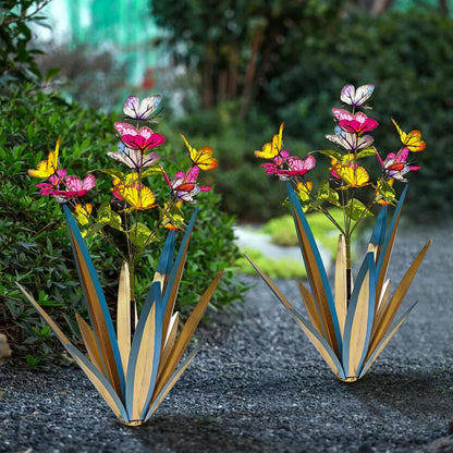 TOMBABY Garden Outdoor Butterfly Enlarge Thickened Wind Resistant Metal Agave Garden Art Metal