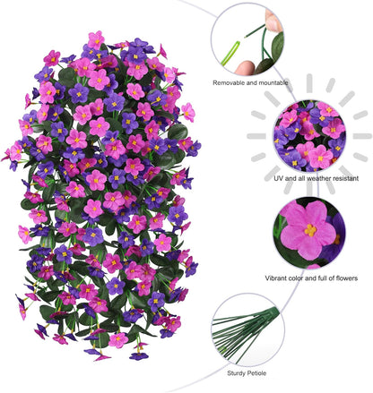 Artificial Fake Hanging Flowers Plants Vines for Outdoor Summer Decoration, 2PCS Faux Silk Orchid