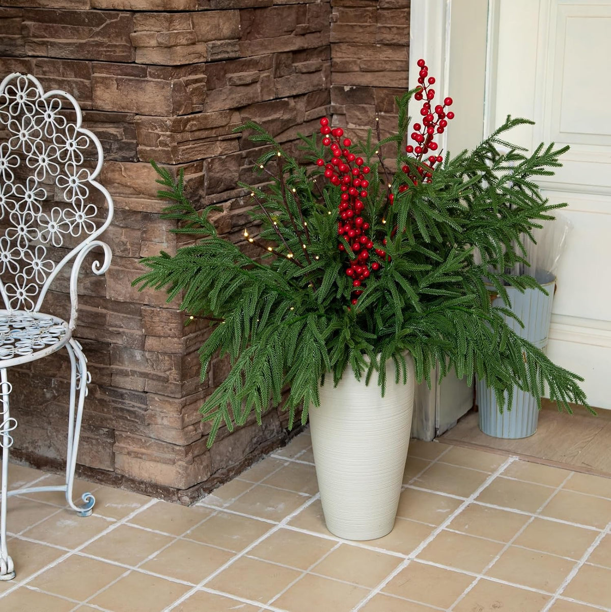 10 Pcs 36 Inch Artificial Norfolk Pine Stems Faux Christmas Greenery Evergreen Pine Branches