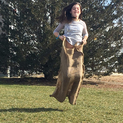 All Natural Reusable Jute Burlap Sacks 24" x 40" | Potato Sack Race Bags for Kids & Adults |