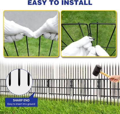 25 Panels Animal Barrier Fence, 27 Ft(L) X 13 in(H) No Dig Garden Edging Border for Yard, Anti