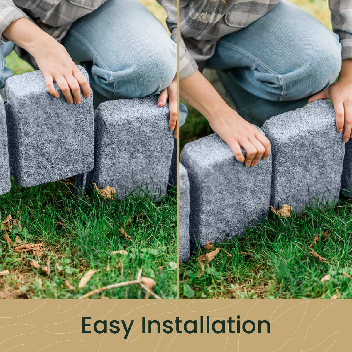 Beuta Landscape Edging | Garden Edging Border | Faux Stone Block XL for Lawn Edging, Flower Beds &