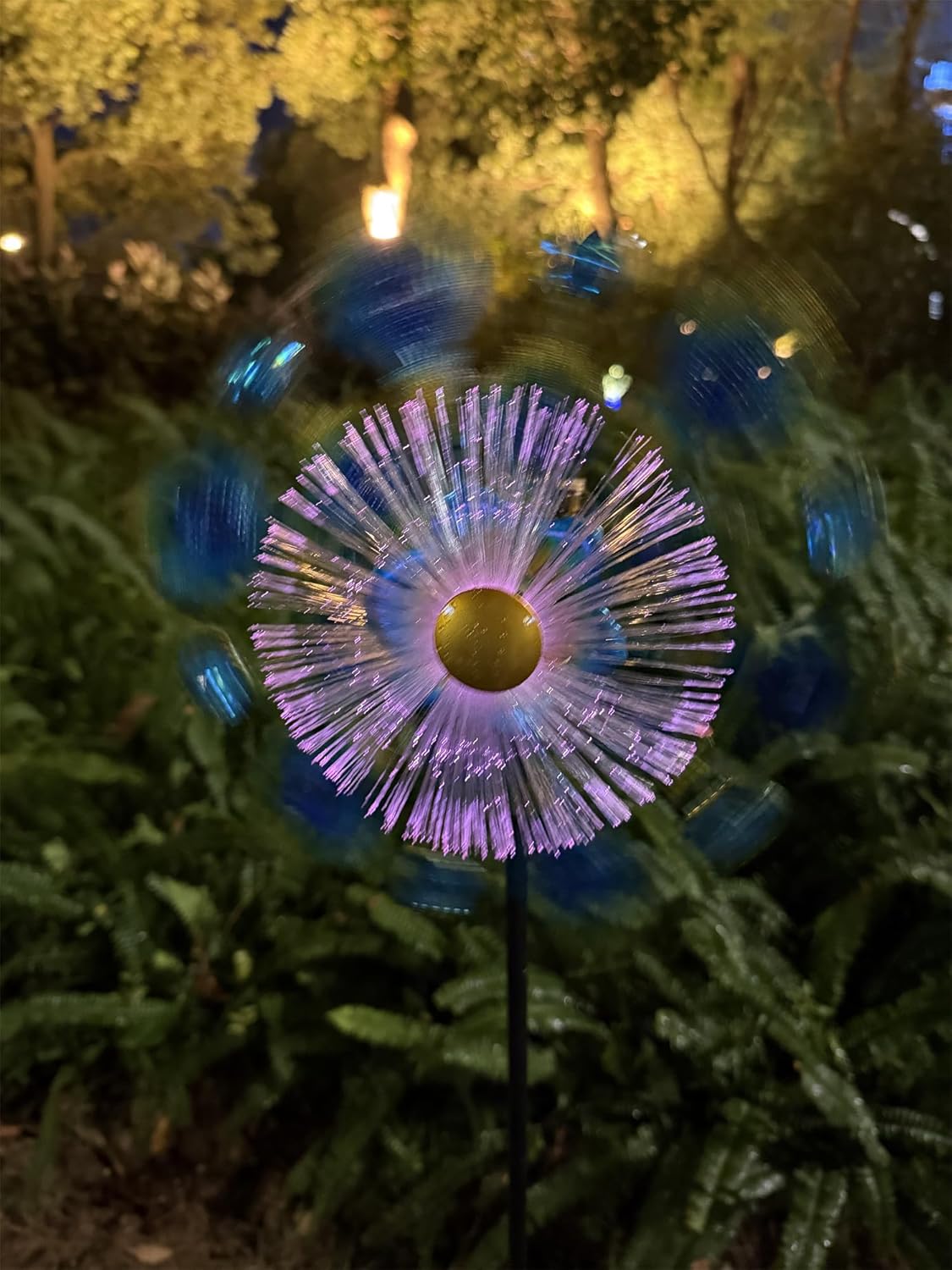 46" Butterfly Flower Solar Wind Spinners for Yard and Garden, Sapphire Kinetic Windmill Wind