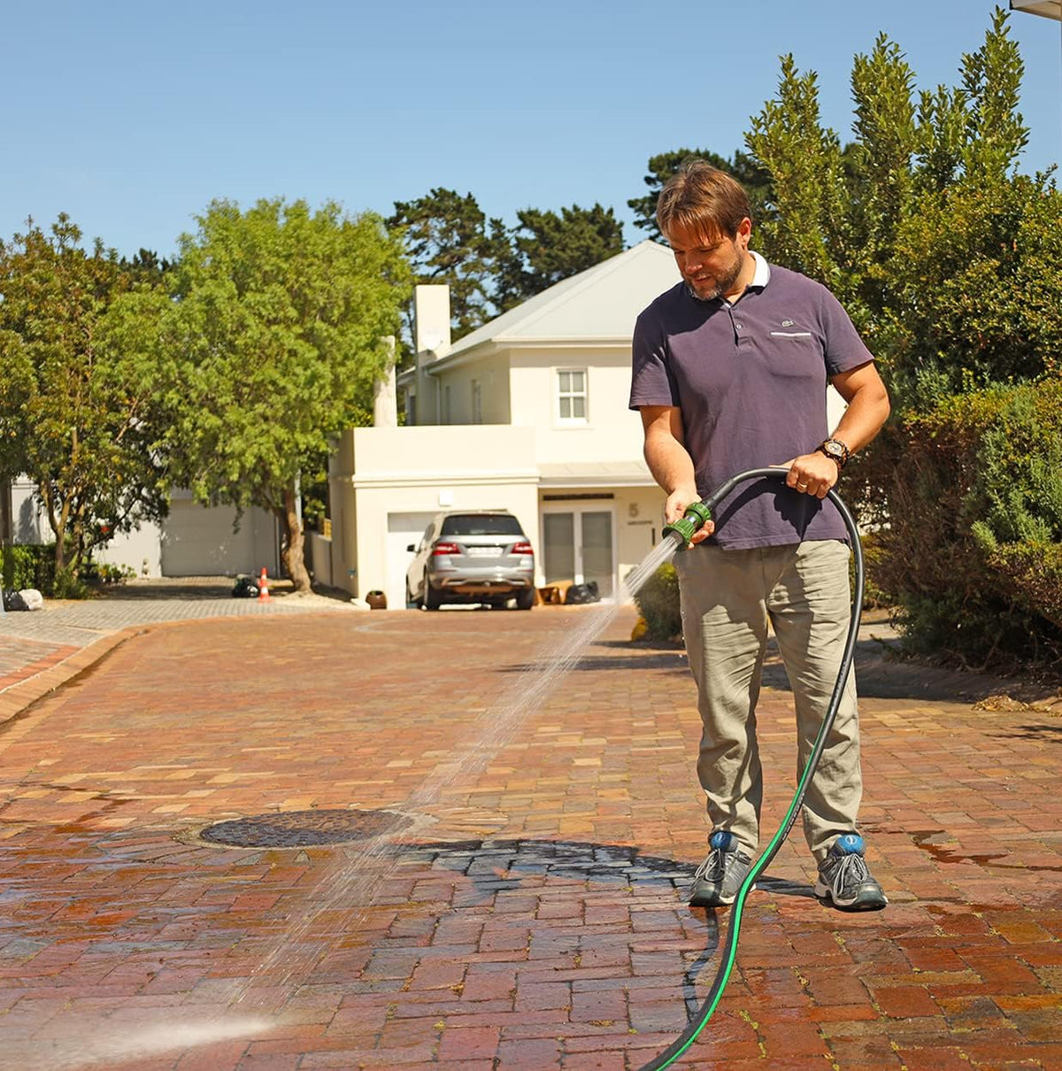 Hybrid Lead In Garden Hose 5/8 IN. x 10 FT, Heavy Duty, Lightweight, Flexible with Rotatable Grip