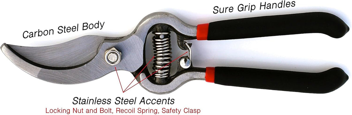 GARDEN GURU Classic Bypass Pruning Shears Clippers – Heavy Duty Forged Steel Garden Pruners