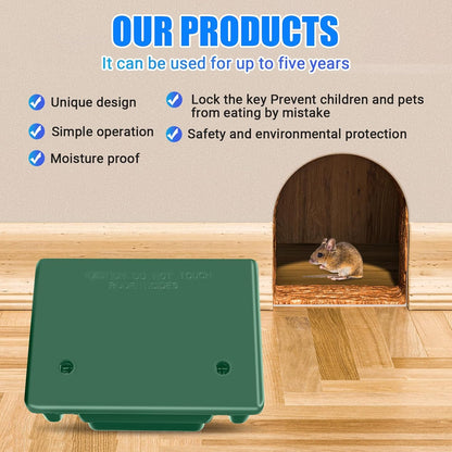 4 Pack Rat Bait Stations Large Rodent Bait Station with Key Reusable Mouse Bait Stations Mice Bait