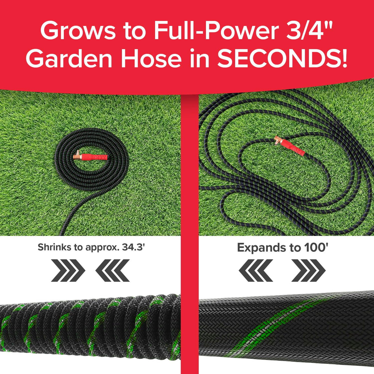 Pocket Hose Ballistic Double UV Edition 100 FT Expandable Garden Hose w/Pocket Pivot Swivel