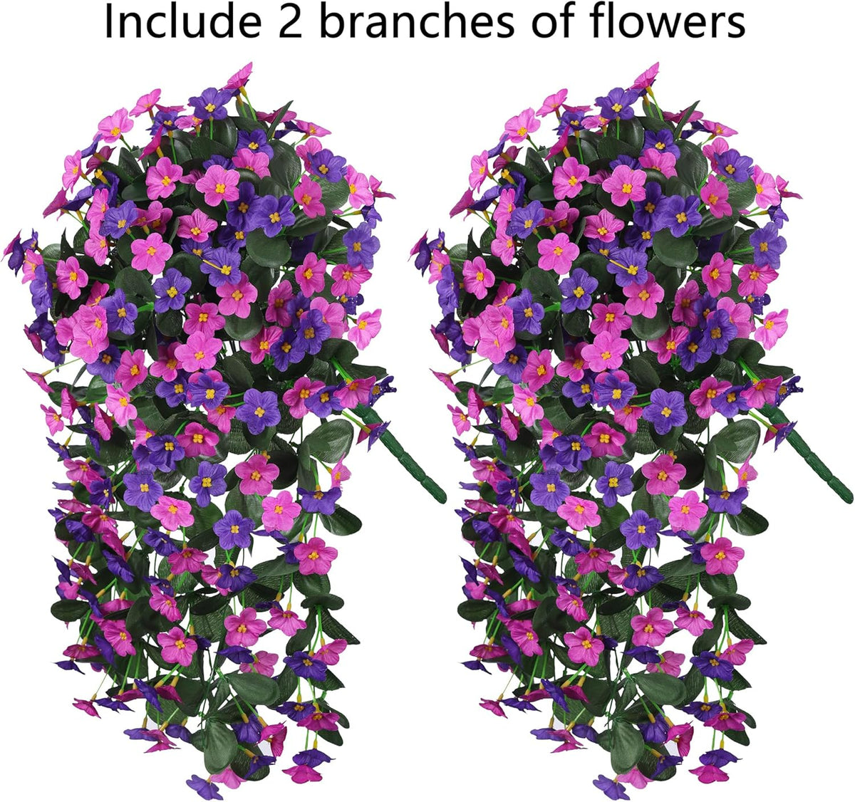 Artificial Fake Hanging Flowers Plants Vines for Outdoor Summer Decoration, 2PCS Faux Silk Orchid
