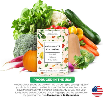 Marketmore 76 Cucumber Seeds for Planting - Heirloom Cucumber Seed Pack - Non-GMO, Crisp Texture