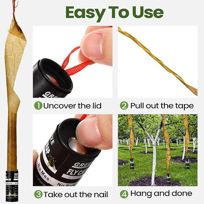 Qualirey 160 Pack Fly Strips Sticky Fly Trap Indoor Outdoor Hanging Ribbon Tape Paper Flying Insect