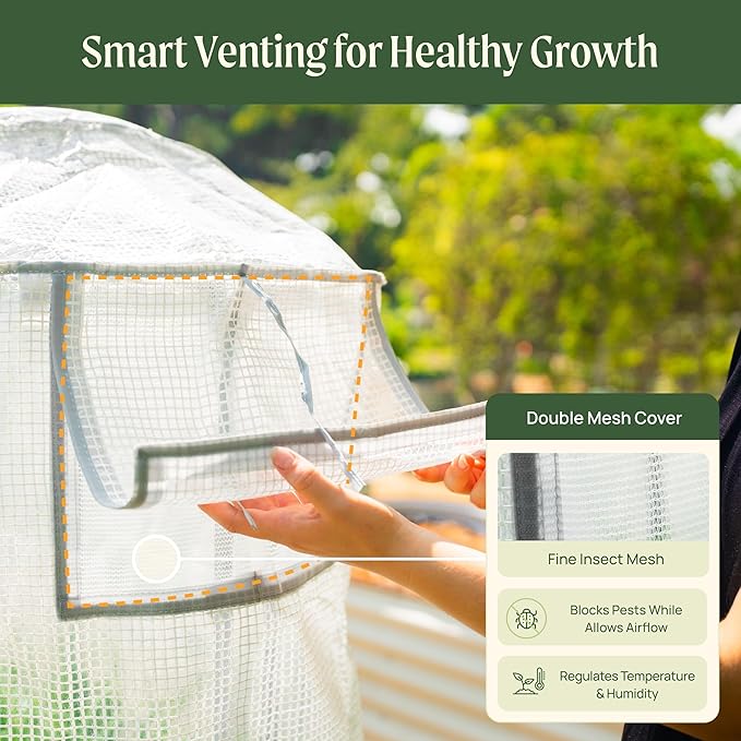 Vego garden Frost Greenhouse Cover System for 3.5' x 5.0' (6 in 1) Garden Bed