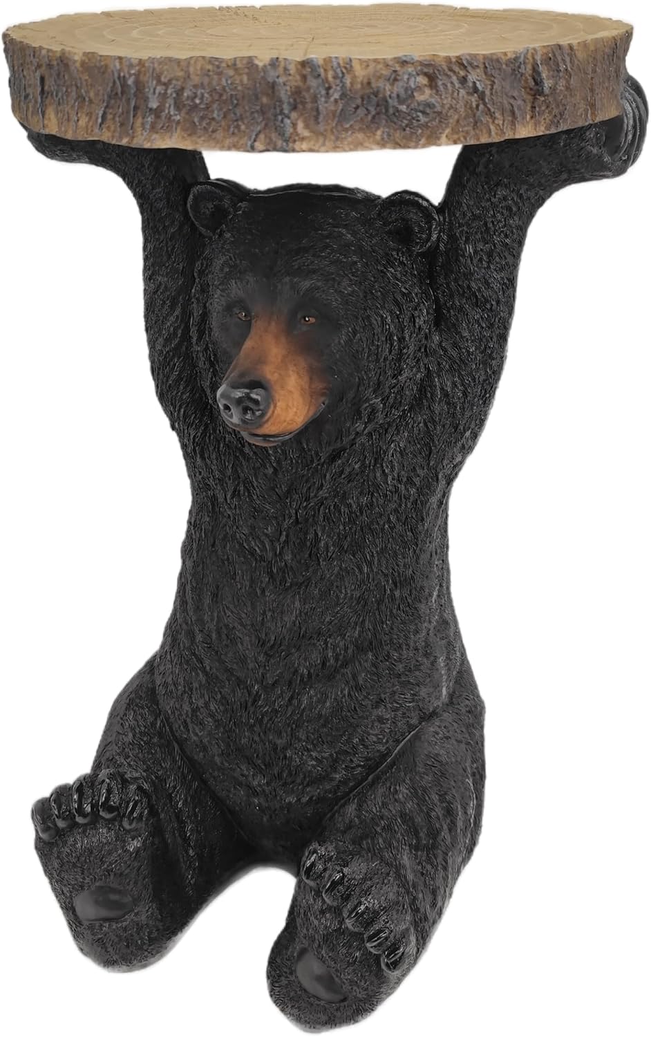 American Black Bear Side Table Pedestal End Table Stool Resin Bear Statue Hand Painted Sculpture